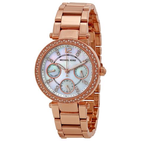 michael kors damenuhr rosegold mk5616 mini|Michael Kors Women's Chronograph Mini Parker Rose Gold .